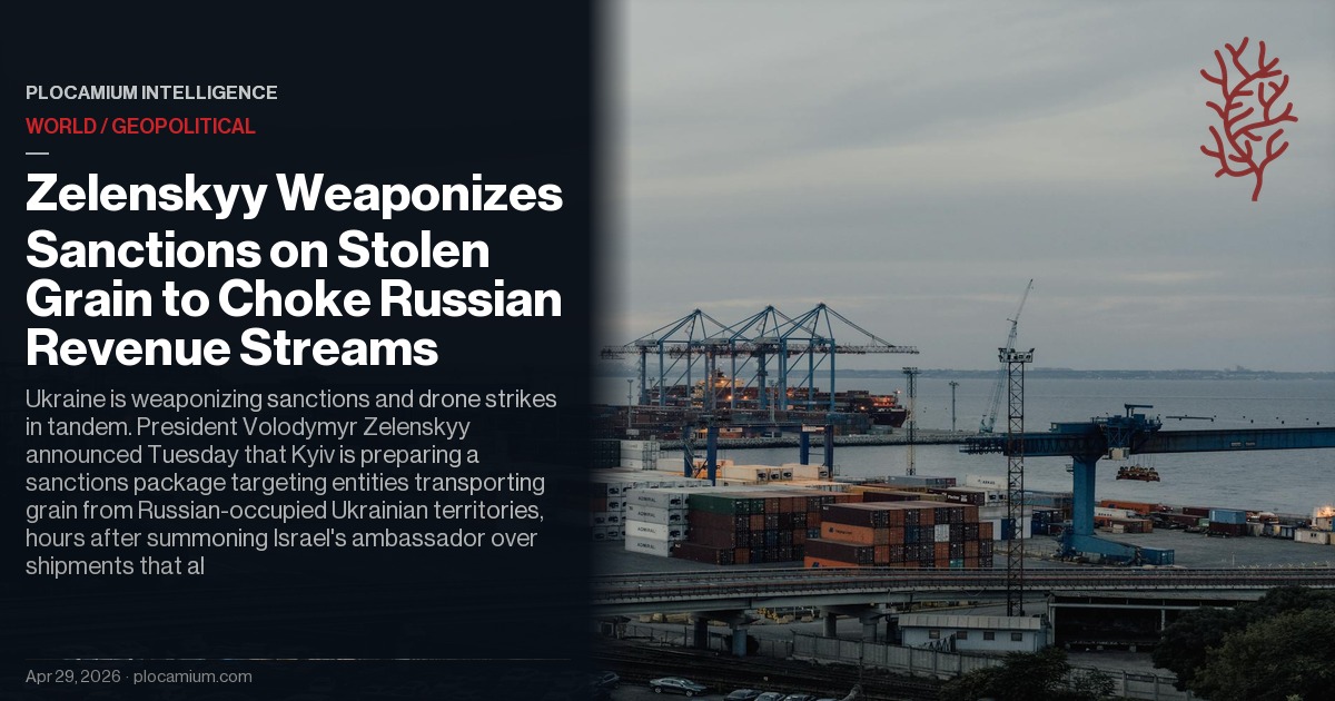 Zelenskyy Weaponizes Sanctions on Stolen Grain to Choke Russian Revenue Streams