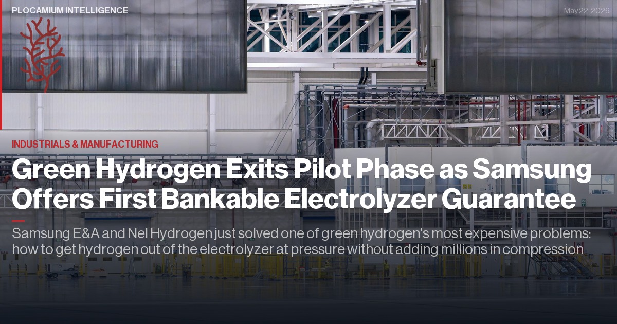 Green Hydrogen Exits Pilot Phase as Samsung Offers First Bankable Electrolyzer Guarantee