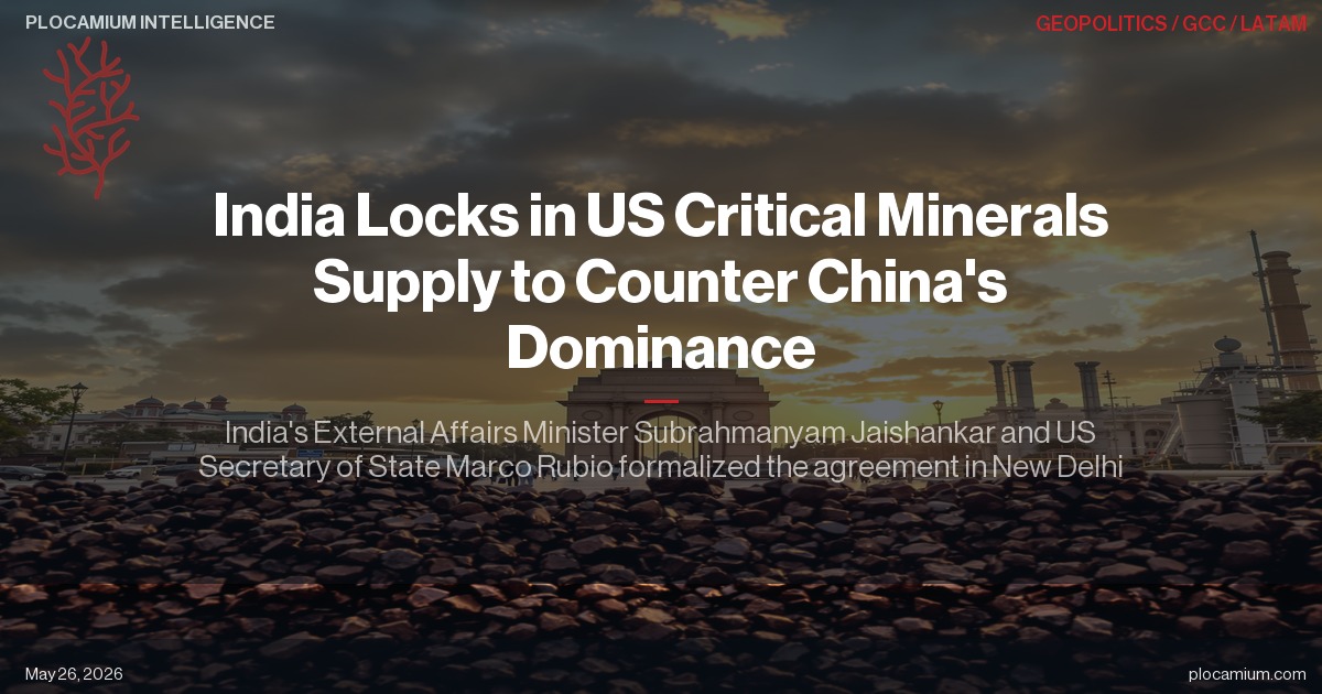 India Locks in US Critical Minerals Supply to Counter China's Dominance