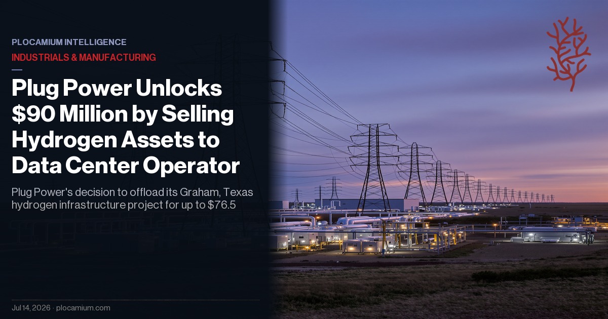 Plug Power Unlocks $90 Million by Selling Hydrogen Assets to Data Center Operator
