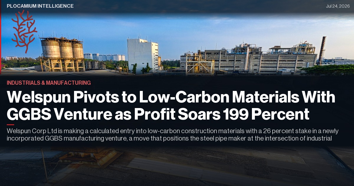 Welspun Pivots to Low-Carbon Materials With GGBS Venture as Profit Soars 199 Percent