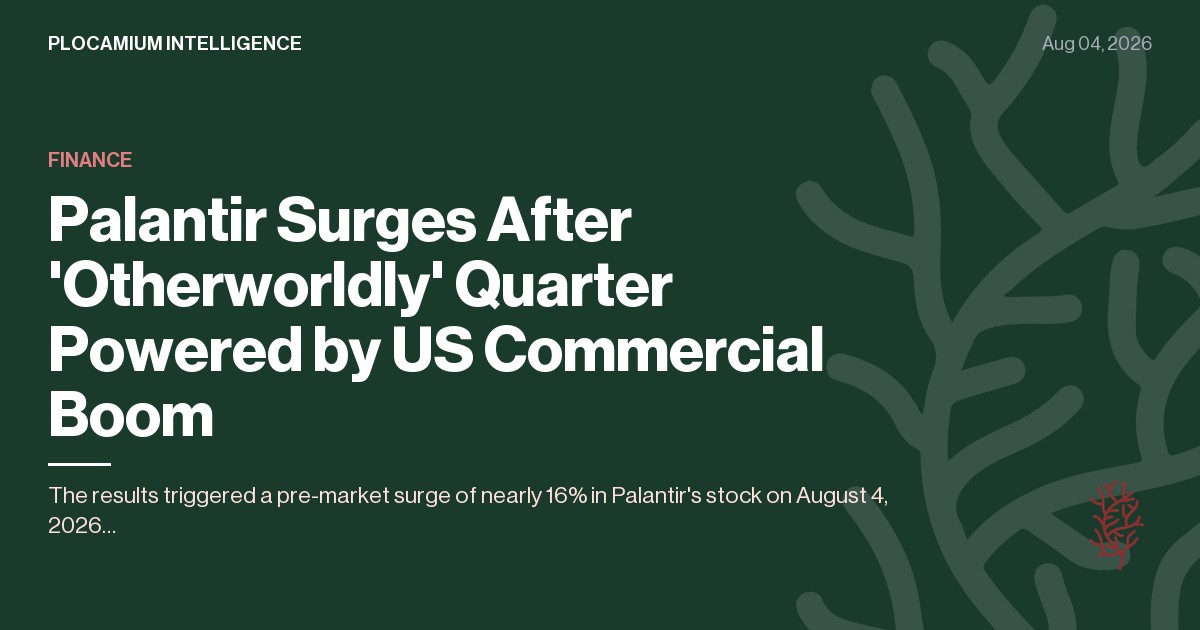 Palantir Surges After 'Otherworldly' Quarter Powered by US Commercial Boom