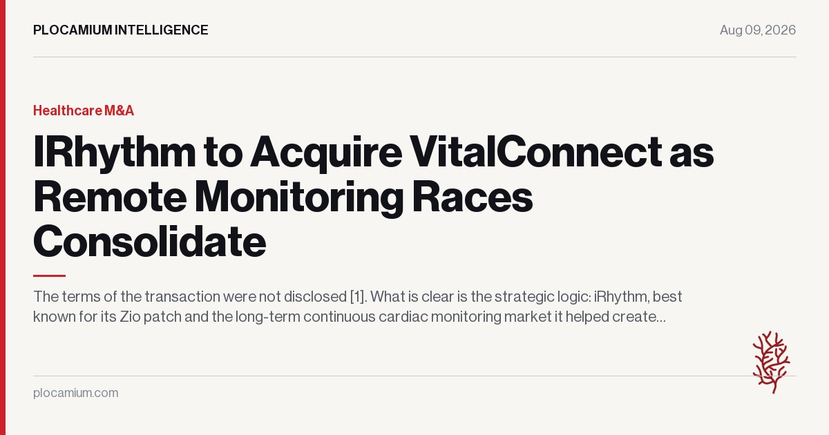 IRhythm to Acquire VitalConnect as Remote Monitoring Races Consolidate