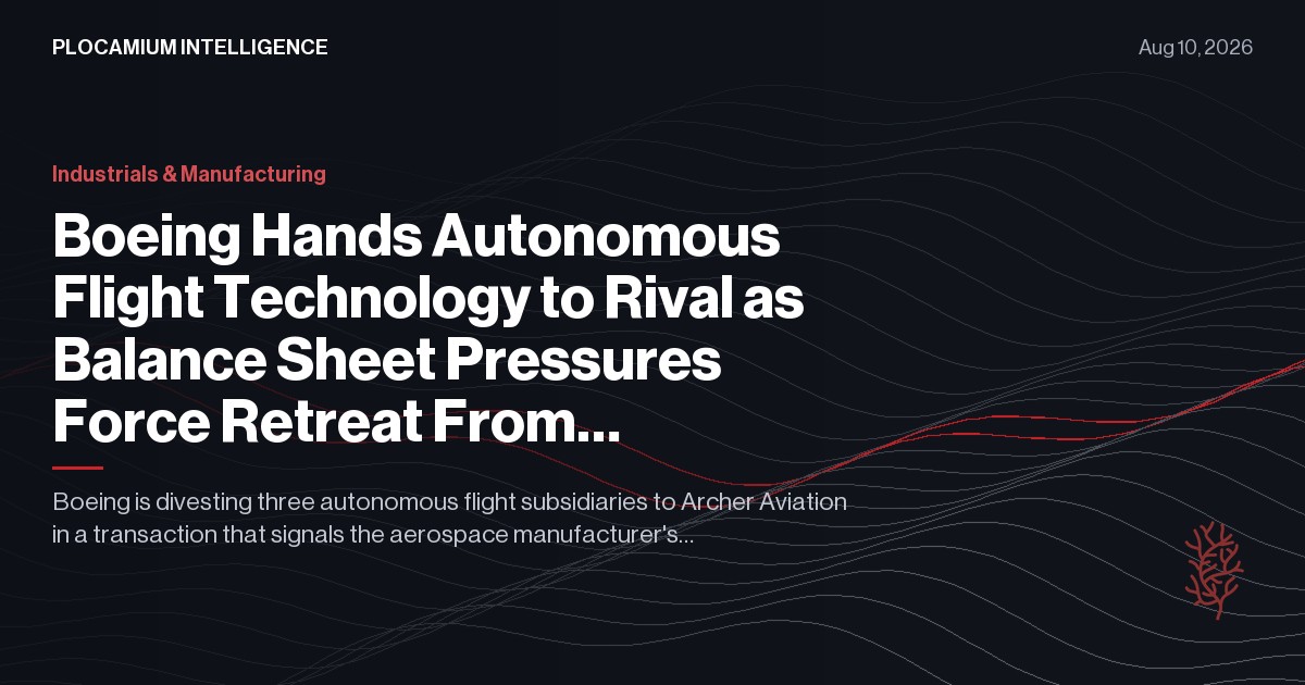 Boeing Hands Autonomous Flight Technology to Rival as Balance Sheet Pressures Force Retreat From Next-Generation Aviation