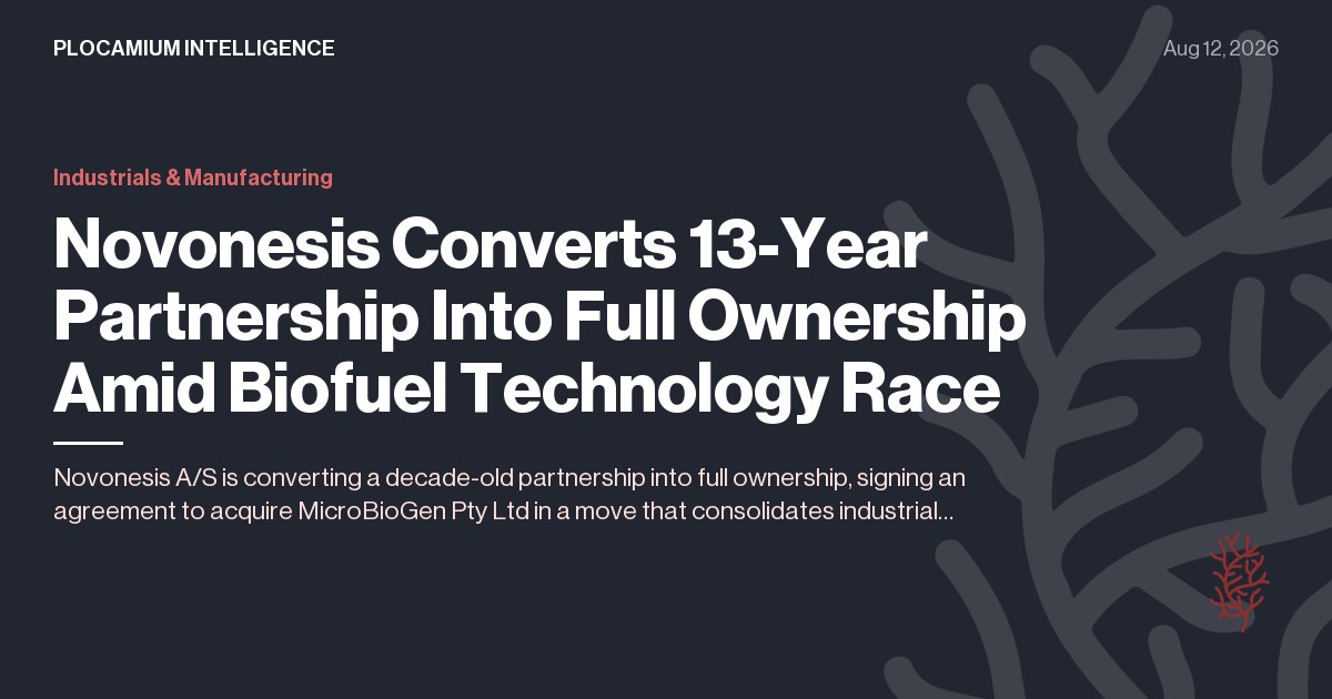 Novonesis Converts 13-Year Partnership Into Full Ownership Amid Biofuel Technology Race