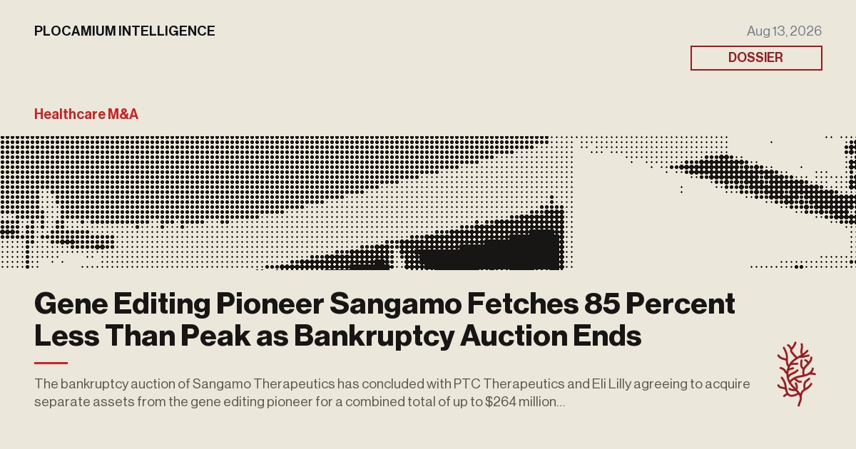 Gene Editing Pioneer Sangamo Fetches 85 Percent Less Than Peak as Bankruptcy Auction Ends