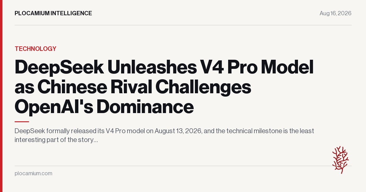 DeepSeek Unleashes V4 Pro Model as Chinese Rival Challenges OpenAI's Dominance
