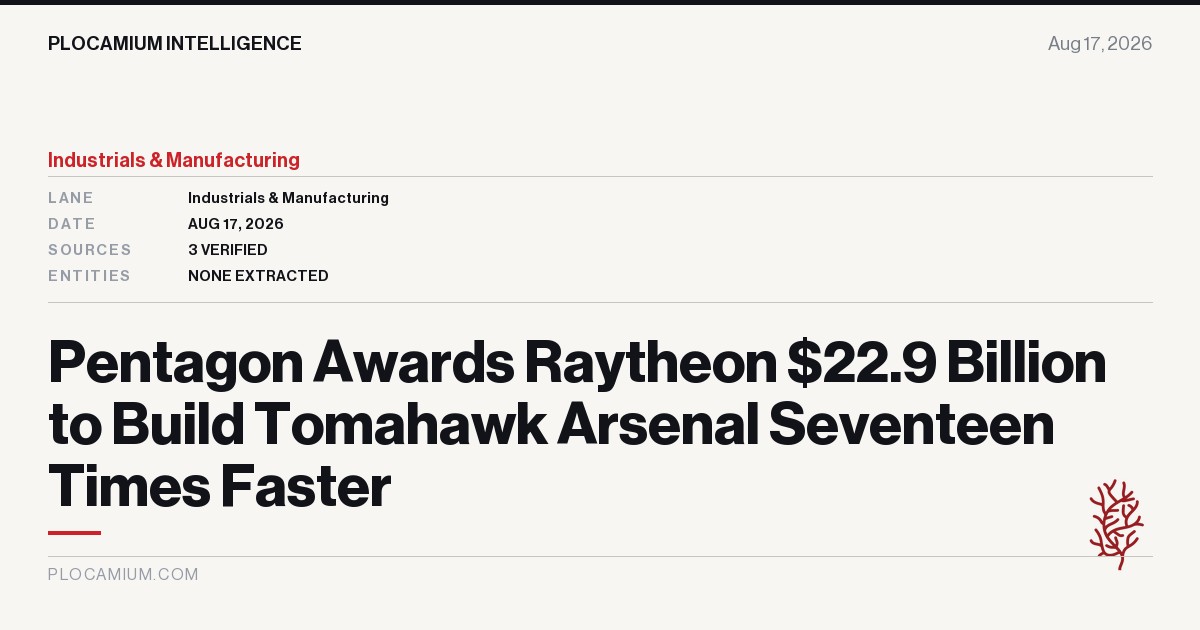 Pentagon Awards Raytheon $22.9 Billion to Build Tomahawk Arsenal Seventeen Times Faster