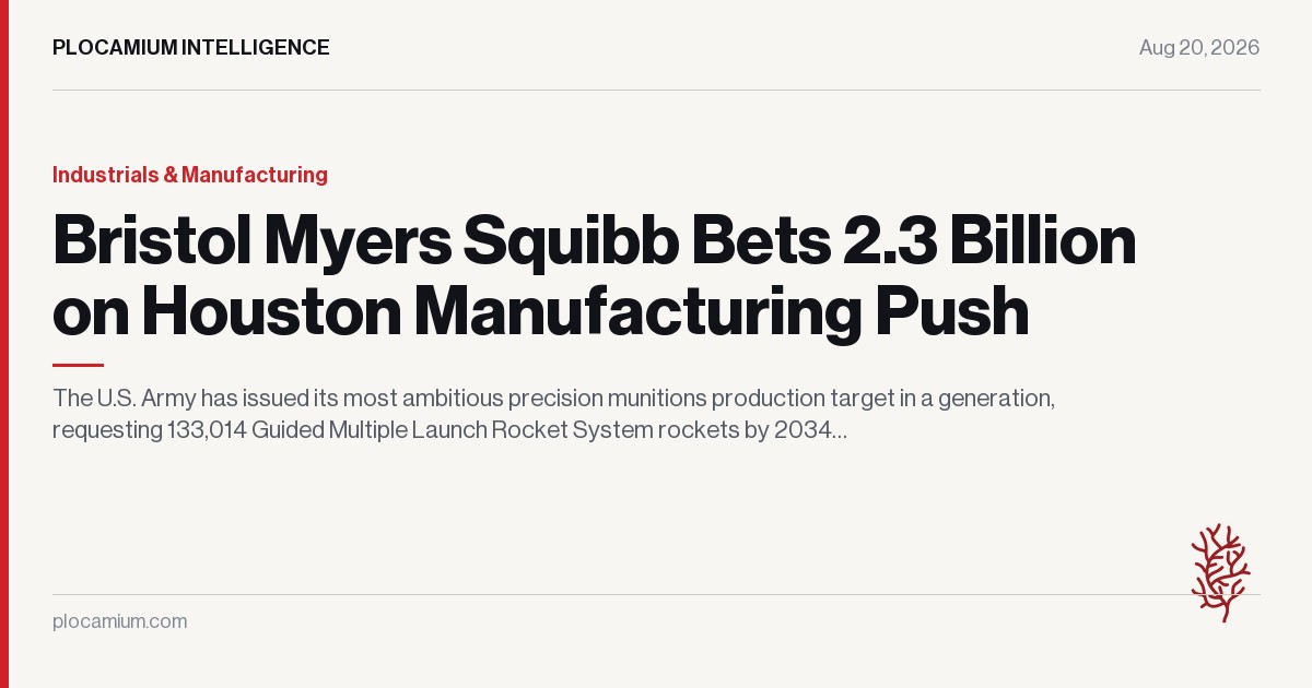 Bristol Myers Squibb Bets 2.3 Billion on Houston Manufacturing Push
