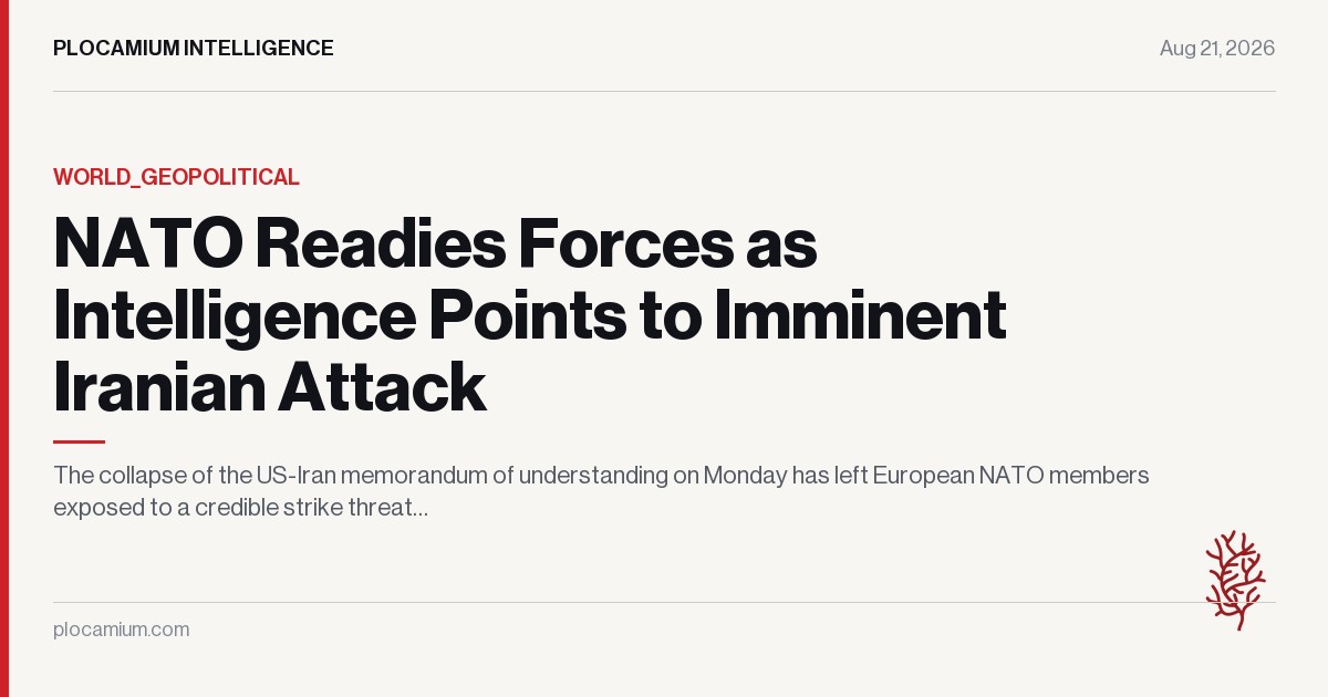 NATO Readies Forces as Intelligence Points to Imminent Iranian Attack