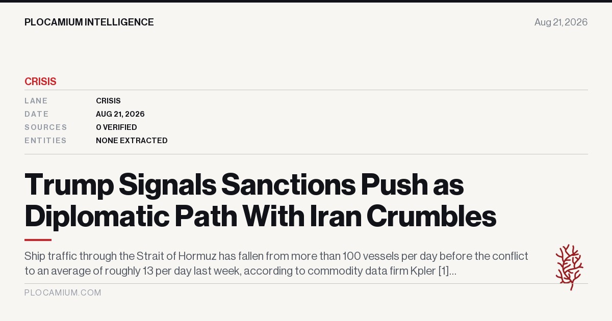 Trump Signals Sanctions Push as Diplomatic Path With Iran Crumbles