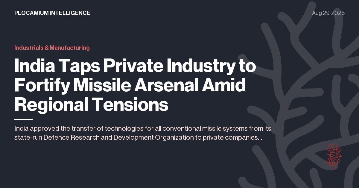 India Taps Private Industry to Fortify Missile Arsenal Amid Regional Tensions