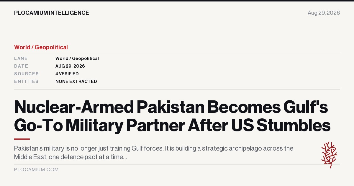 Nuclear-Armed Pakistan Becomes Gulf's Go-To Military Partner After US Stumbles