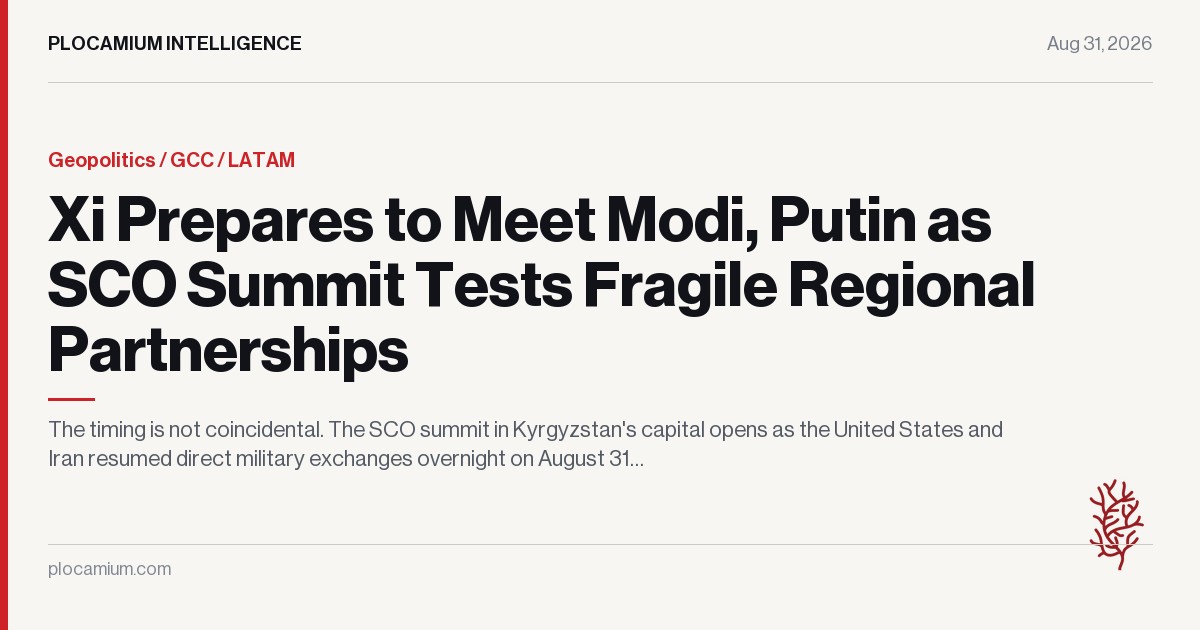 Xi Prepares to Meet Modi, Putin as SCO Summit Tests Fragile Regional Partnerships