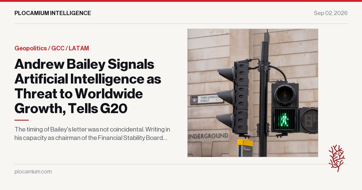 Andrew Bailey Signals Artificial Intelligence as Threat to Worldwide Growth, Tells G20