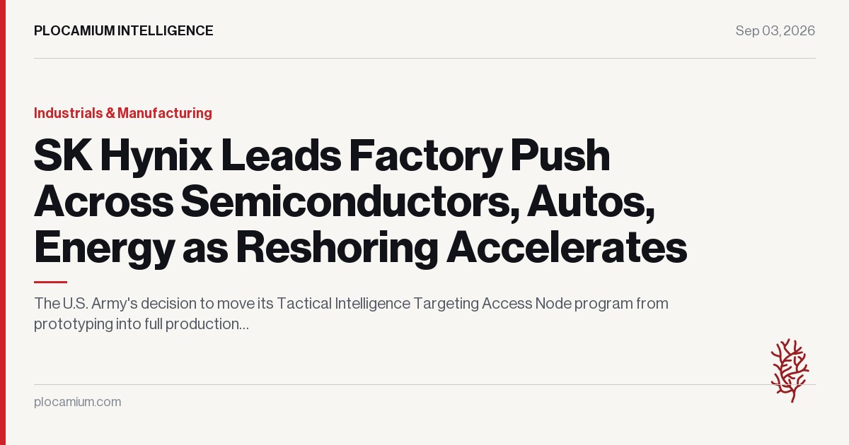 SK Hynix Leads Factory Push Across Semiconductors, Autos, Energy as Reshoring Accelerates